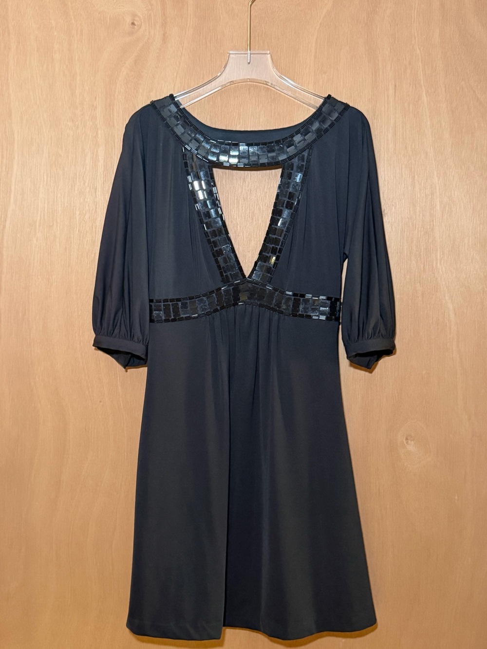 Arden B Black Sequin-Trim Mini Dress